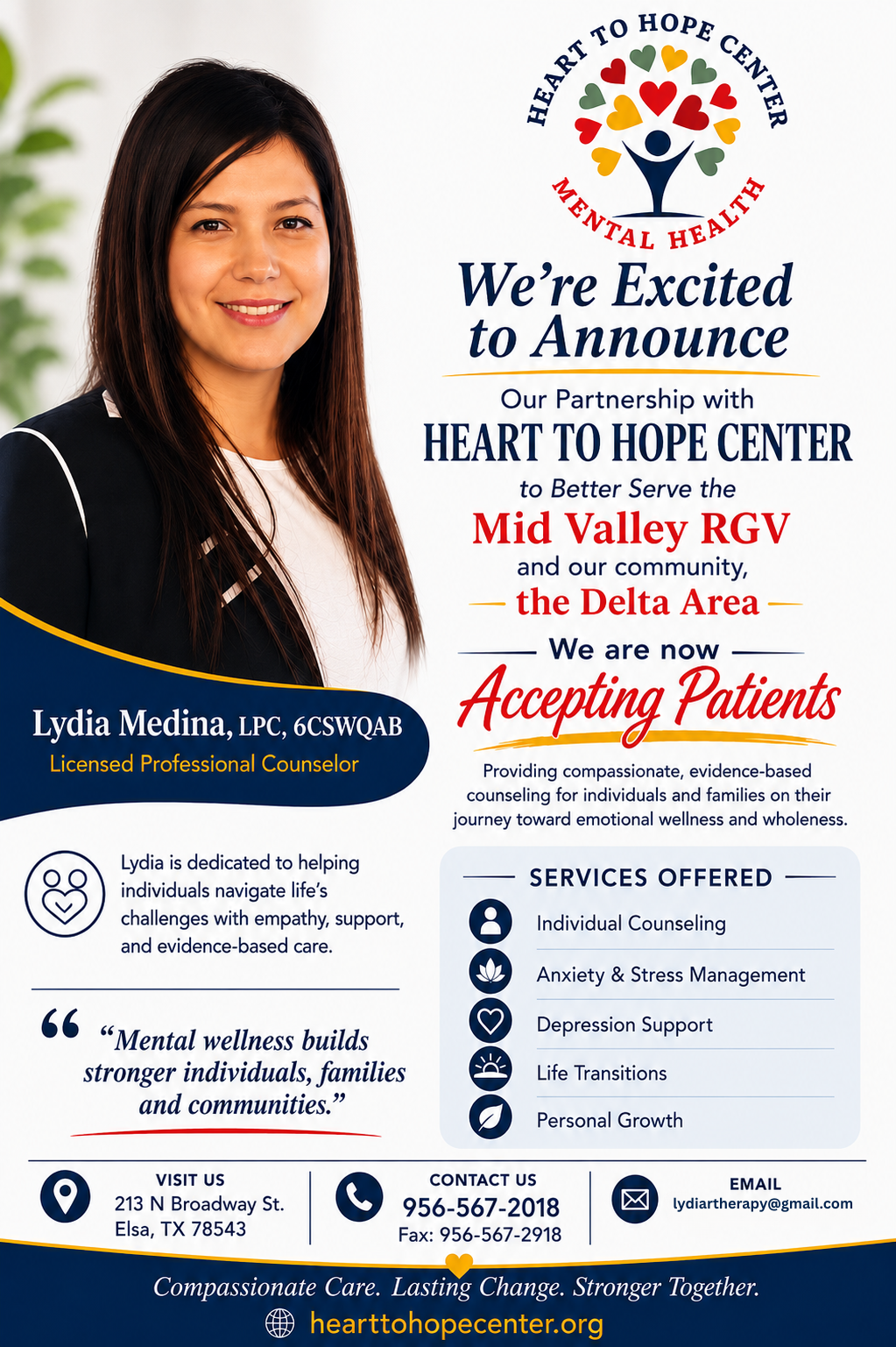Lydia Medina, LPC — Heart to Hope Center counseling services