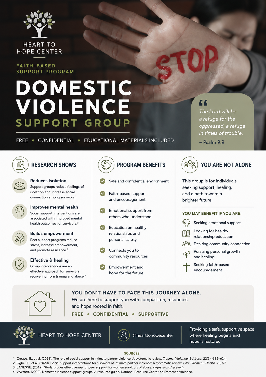 Domestic Violence program infographic — Heart to Hope Center